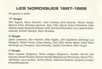 1987-88 Quebec Nordiques #NNO Team Photo Back