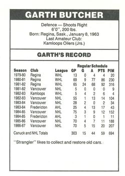1987-88 Shell Oil Vancouver Canucks #NNO Garth Butcher Back