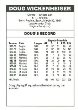 1987-88 Shell Oil Vancouver Canucks #NNO Doug Wickenheiser Back