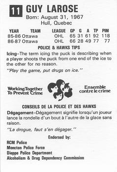 1987-88 Moncton Hawks (AHL) Police #15 Guy Larose Back