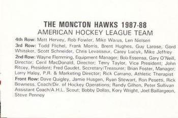 1987-88 Moncton Hawks (AHL) Police #25 Team Photo Back