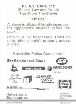 1987-88 Brockville Braves (CJAHL) Police #12 Ray Gallagher Back