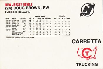 1988-89 Carretta New Jersey Devils #NNO Doug Brown Back