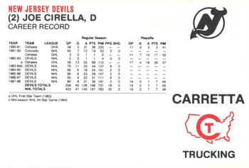 1988-89 Carretta New Jersey Devils #NNO Joe Cirella Back