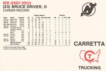 1988-89 Carretta New Jersey Devils #NNO Bruce Driver Back