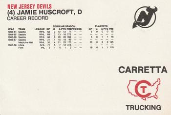 1988-89 Carretta New Jersey Devils #NNO Jamie Huscroft Back