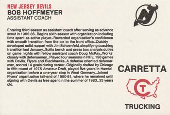 1988-89 Carretta New Jersey Devils #NNO Bob Hoffmeyer Back