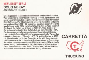 1988-89 Carretta New Jersey Devils #NNO Doug McKay Back