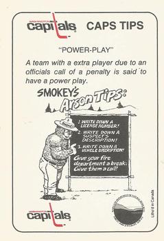 1988-89 Washington Capitals Smokey #1 Dave Christian Back