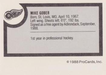1988-89 ProCards Adirondack Red Wings (AHL) #NNO Mike Gober Back