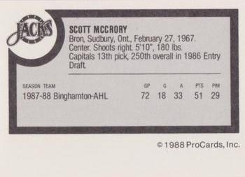 1988-89 ProCards Baltimore Skipjacks (AHL) #NNO Scott McCrory Back