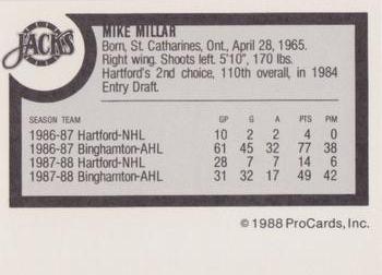 1988-89 ProCards Baltimore Skipjacks (AHL) #NNO Mike Millar Back