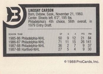 1988-89 ProCards Binghamton Whalers (AHL) #NNO Lindsay Carson Back