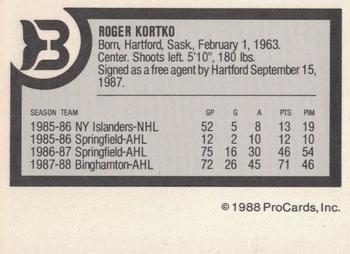 1988-89 ProCards Binghamton Whalers (AHL) #NNO Roger Kortko Back
