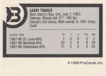 1988-89 ProCards Binghamton Whalers (AHL) #NNO Larry Trader Back