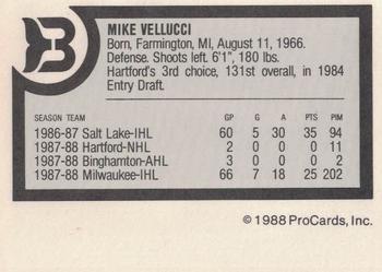 1988-89 ProCards Binghamton Whalers (AHL) #NNO Mike Vellucci Back