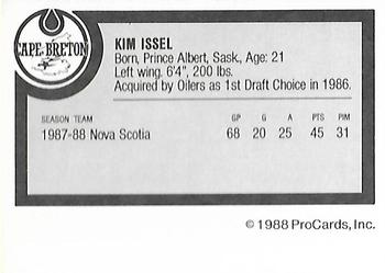 1988-89 ProCards Cape Breton Oilers (AHL) #NNO Kim Issel Back