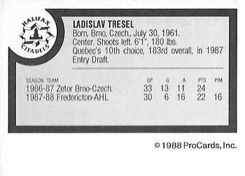 1988-89 ProCards Halifax Citadels (AHL) #NNO Ladislav Tresl Back