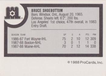1988-89 ProCards Maine Mariners (AHL) #NNO Bruce Shoebottom Back