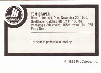 1988-89 ProCards Moncton Hawks (AHL) #NNO Tom Draper Back