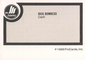 1988-89 ProCards Moncton Hawks (AHL) #NNO Rick Bowness Back