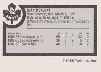 1988-89 ProCards Newmarket Saints (AHL) #NNO Sean McKenna Back