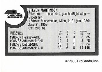 1988-89 ProCards Sherbrooke Canadiens (AHL) #NNO Stephen Martinson Back