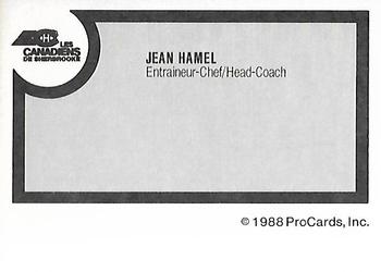 1988-89 ProCards Sherbrooke Canadiens (AHL) #NNO Jean Hamel Back