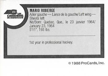 1988-89 ProCards Sherbrooke Canadiens (AHL) #NNO Mario Roberge Back