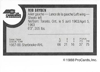 1988-89 ProCards Sherbrooke Canadiens (AHL) #NNO Rob Bryden Back