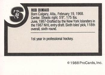1988-89 ProCards Springfield Indians (AHL) #NNO Rob DiMaio Back