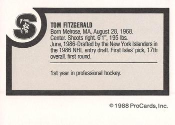 1988-89 ProCards Springfield Indians (AHL) #NNO Tom Fitzgerald Back