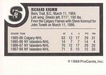 1988-89 ProCards Springfield Indians (AHL) #NNO Richard Kromm Back