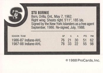 1988-89 ProCards Springfield Indians (AHL) #NNO Stuart Burnie Back