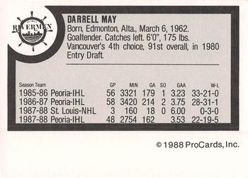 1988-89 ProCards Peoria Rivermen (IHL) #NNO Darrell May Back