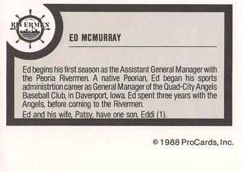 1988-89 ProCards Peoria Rivermen (IHL) #NNO Ed McMurray Back