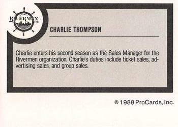 1988-89 ProCards Peoria Rivermen (IHL) #NNO Charlie Thompson Back