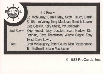 1988-89 ProCards Peoria Rivermen (IHL) #NNO Peoria Rivermen Back