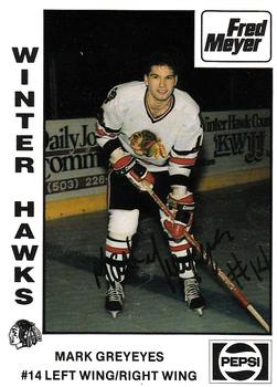 1988-89 Portland Winterhawks (WHL) #NNO Mark Greyeyes Front