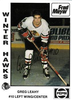 1988-89 Portland Winterhawks (WHL) #NNO Greg Leahy Front