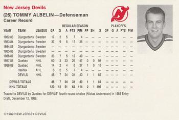 1989-90 New Jersey Devils #NNO Tommy Albelin Back