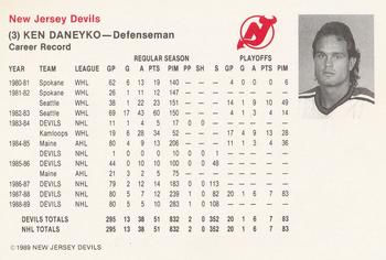 1989-90 New Jersey Devils #NNO Ken Daneyko Back