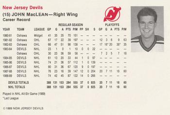 1989-90 New Jersey Devils #NNO John MacLean Back
