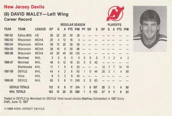 1989-90 New Jersey Devils #NNO David Maley Back