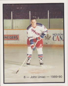 1989-90 Kitchener Rangers (OHL) Police #8 John Uniac Front