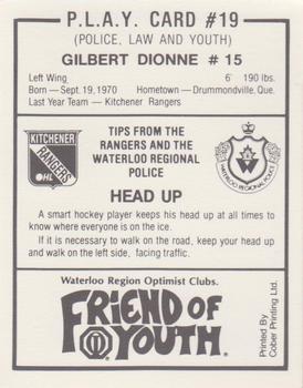 1989-90 Kitchener Rangers (OHL) Police #19 Gilbert Dionne Back
