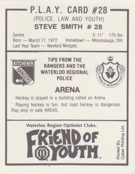 1989-90 Kitchener Rangers (OHL) Police #28 Steve Smith Back