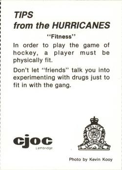 1989-90 Lethbridge Hurricanes (WHL) Police #NNO Darcy Kaminski Back
