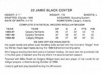 1989-90 Portland Winterhawks (WHL) #NNO Jamie Black Back