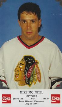 1990-91 Coca-Cola Chicago Blackhawks #NNO Mike McNeill Front